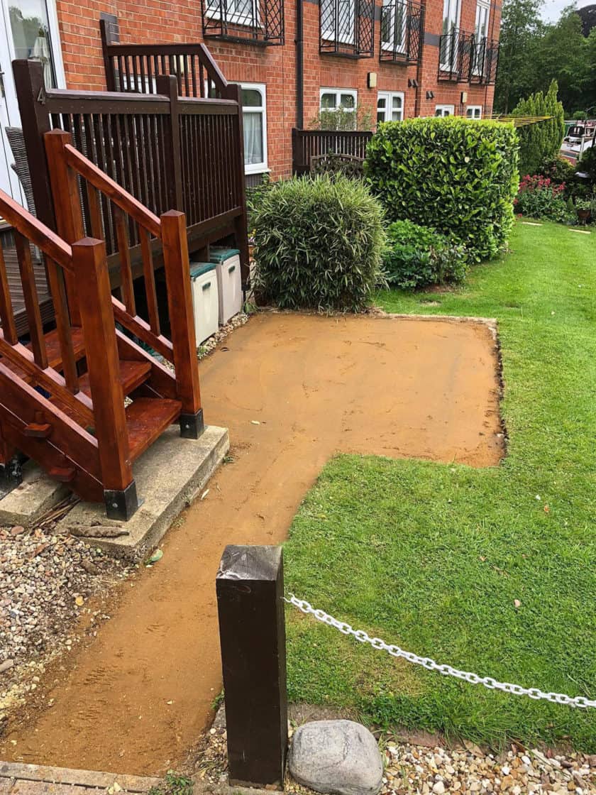 Ground prepared ready for Patio to be laid