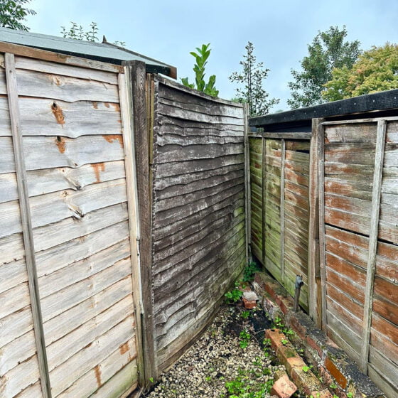 a garden fence in need of repair
