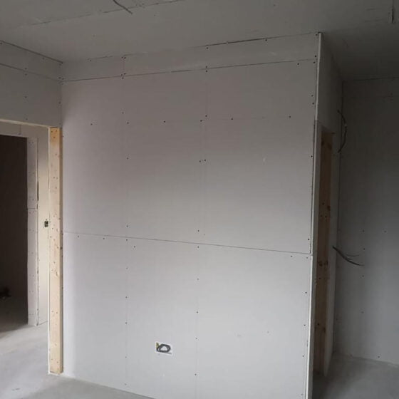 House renovation with newly installed plaster boards