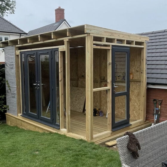 UK outbuilding with sturdy wooden doors
