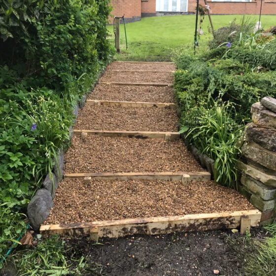 A Garden Path and steps after some very good maintenance work.